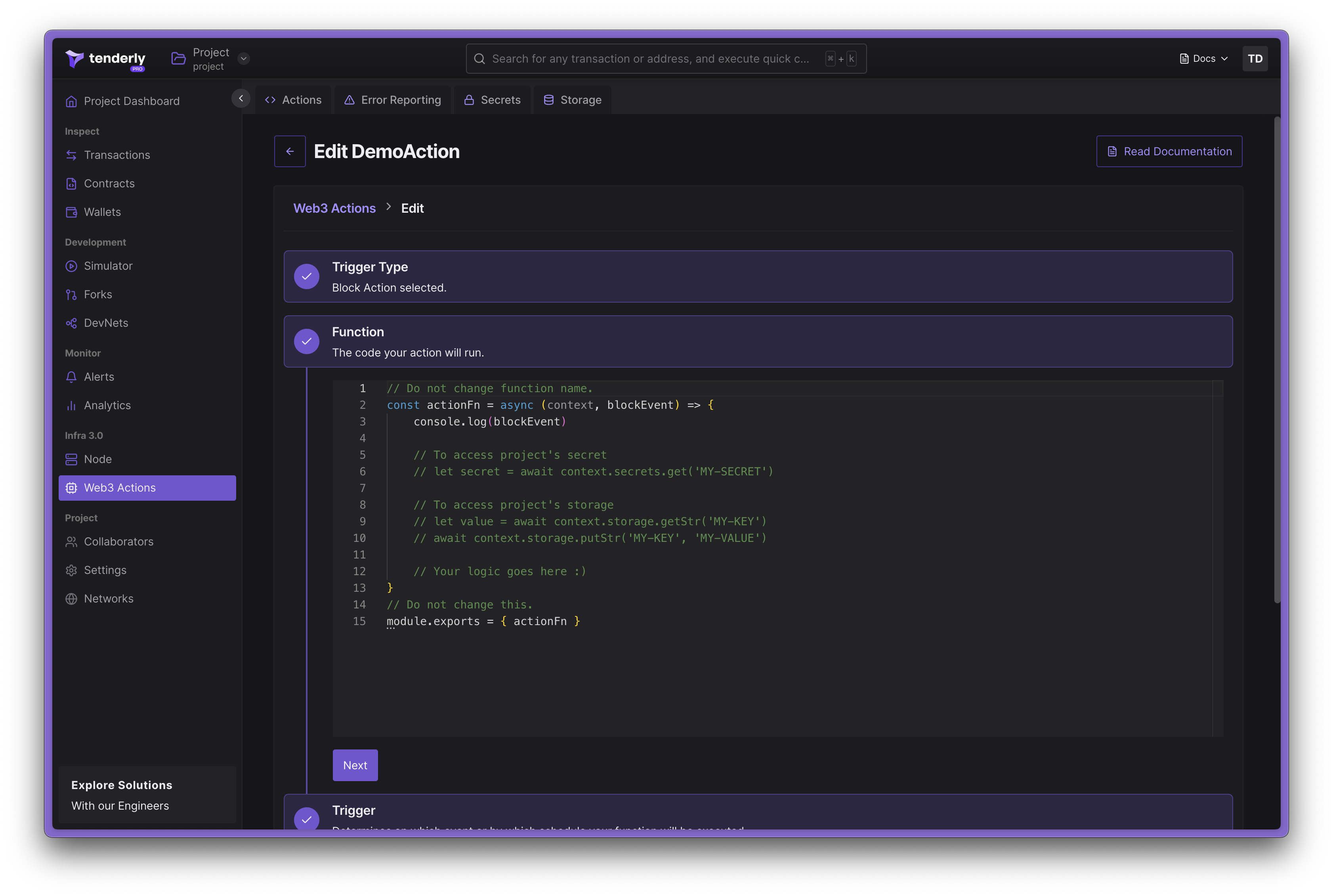 Modifying Web3 Action parameters