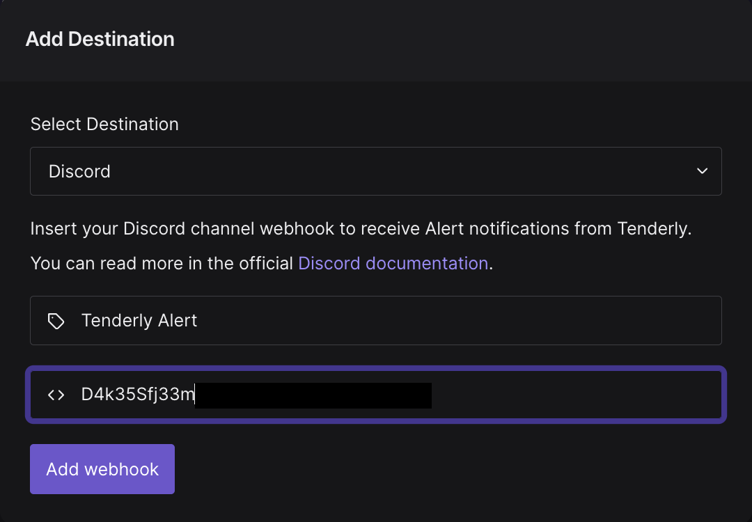 Discord destination configurations