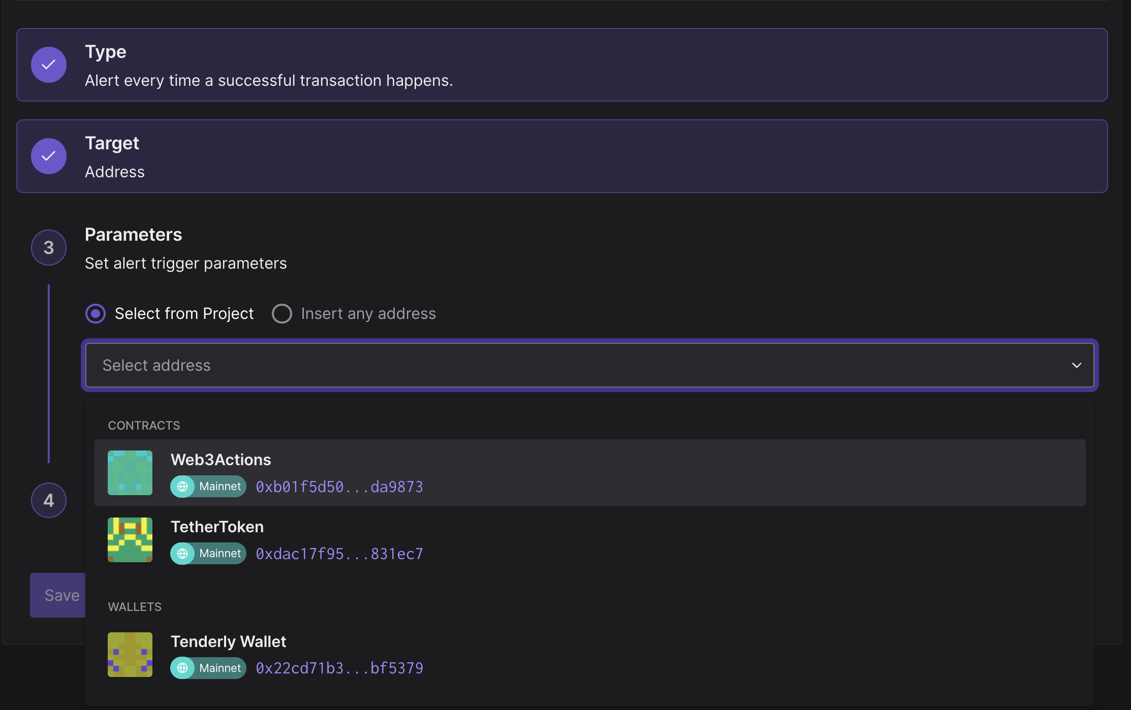 List of smart contracts and wallets associated with the project