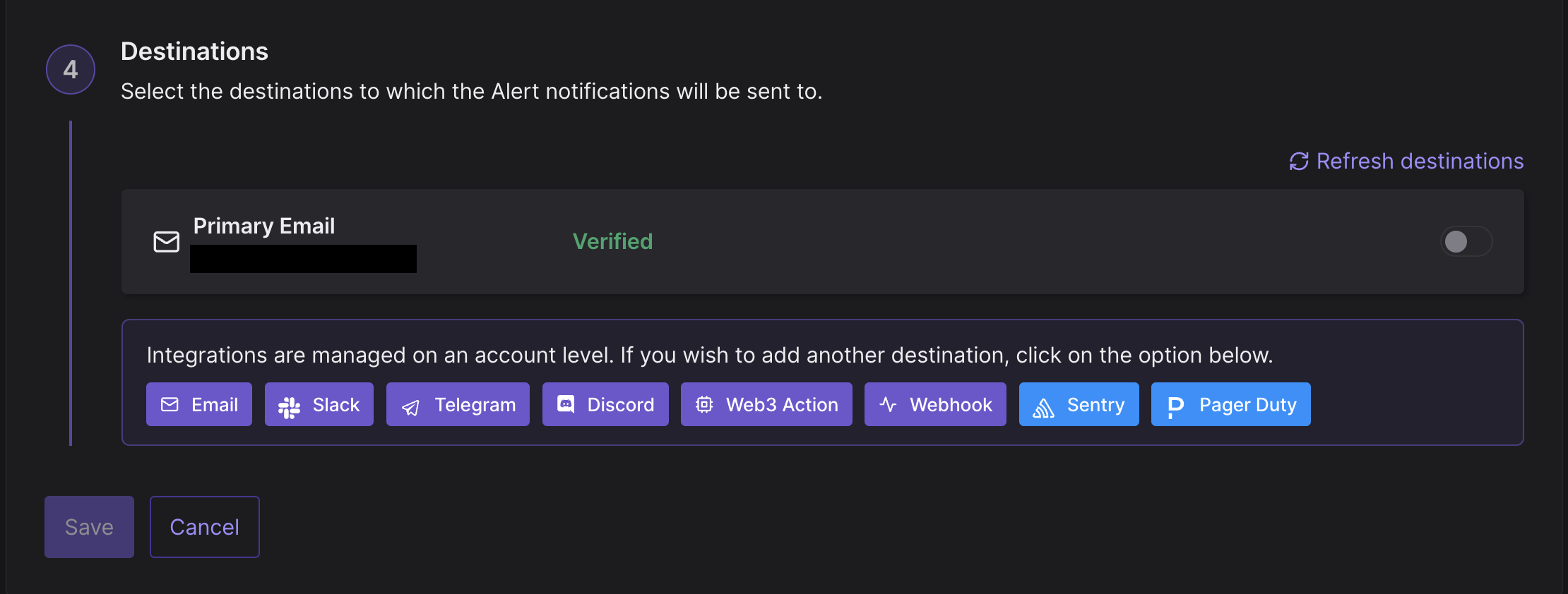Setting Email as the Alert Destination