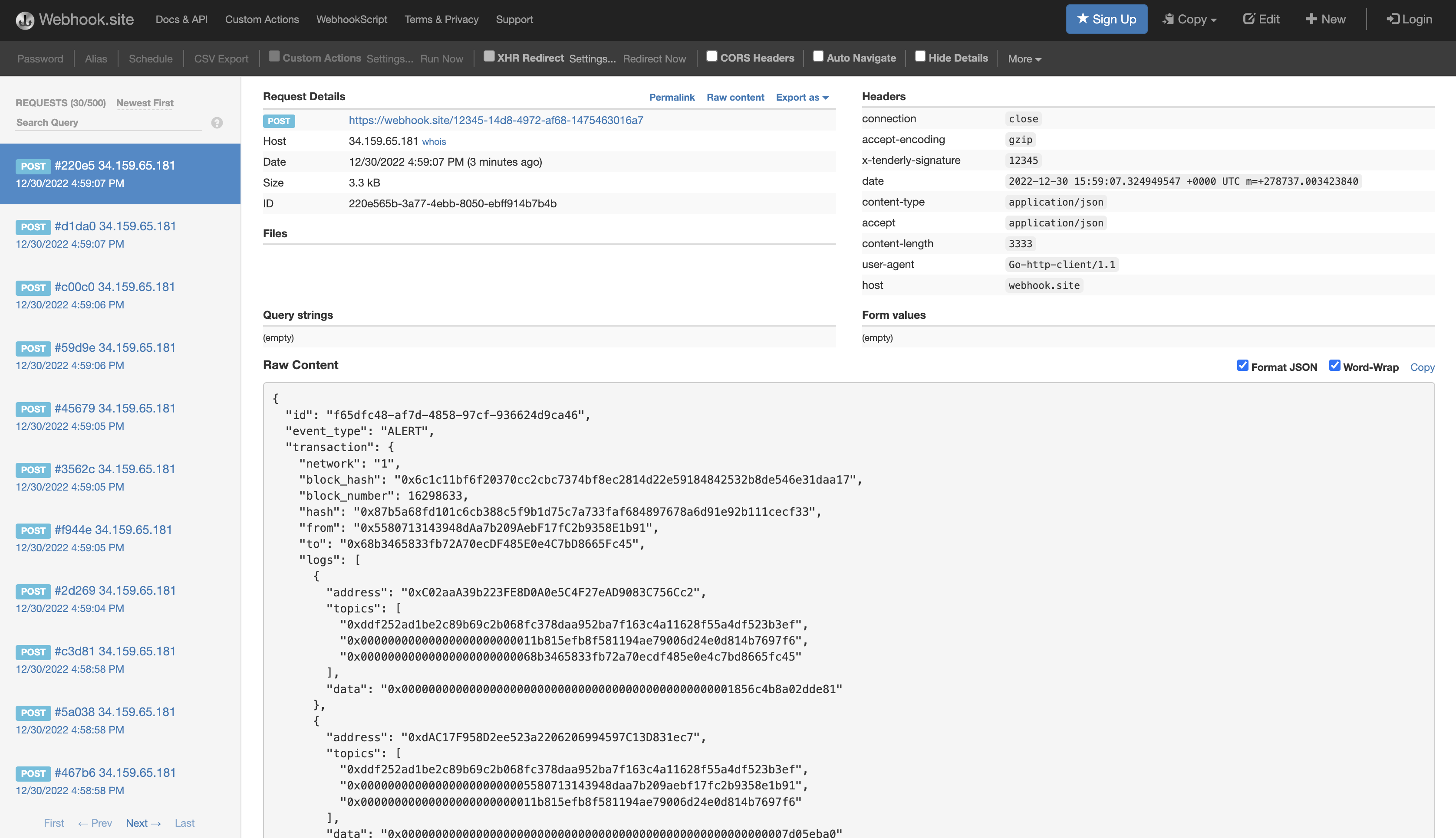 Successful Webhook Executions